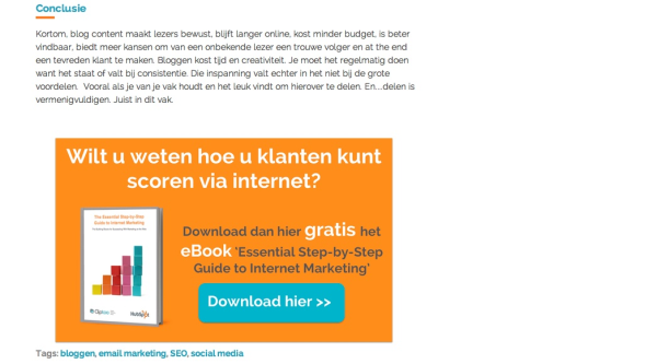 Lead generatie via blog banner | Bureau Bright