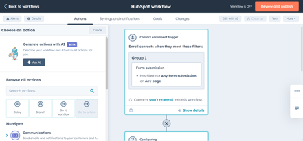 AI workflow actions - HubSpot update