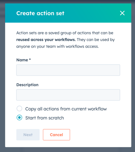 Action sets