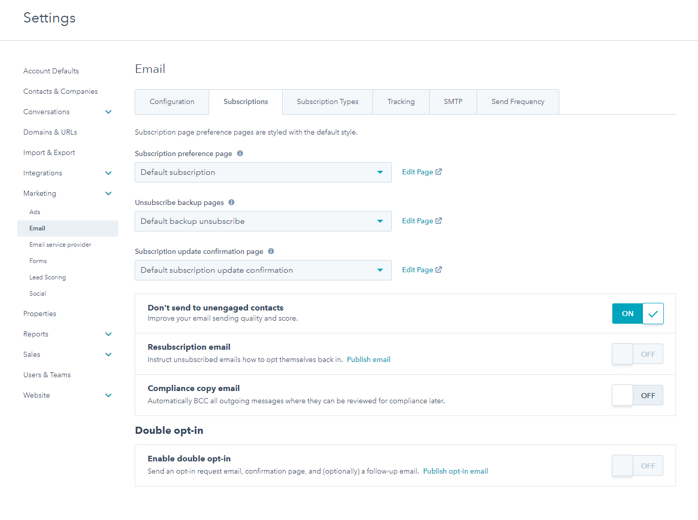 Bureau Vet - marketing automation- email marketing - AVG proof - Hubspot settings