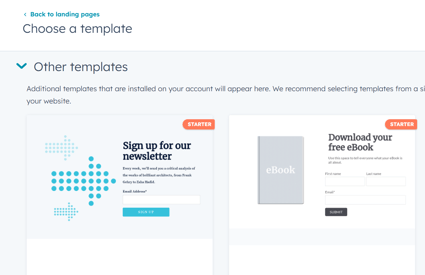 HubSpot landing page templates
