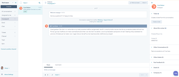 HubSpot live chat beheren