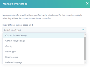 HubSpot landing page smart rules
