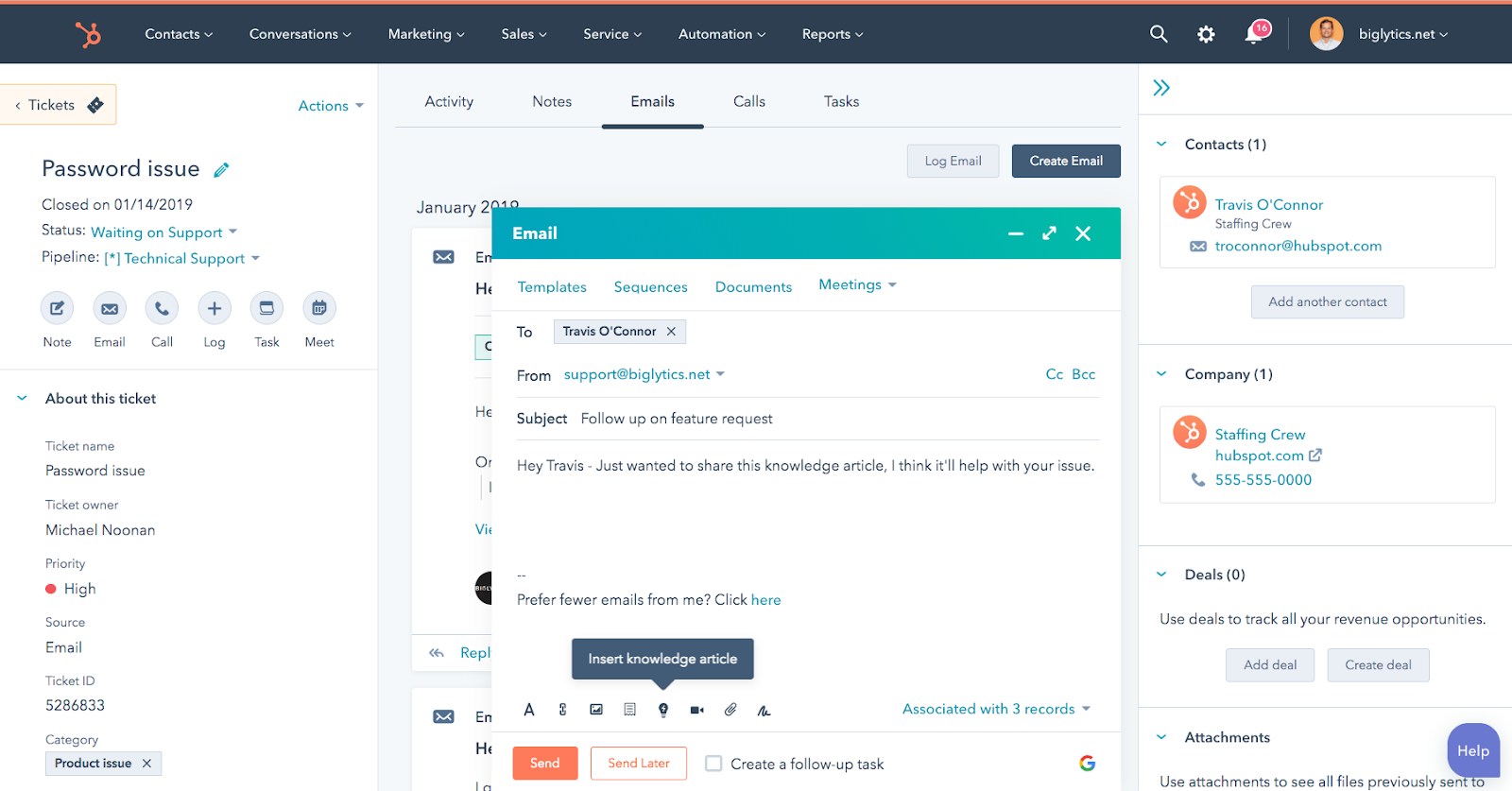 hubspot interface