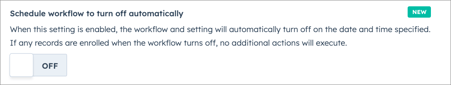Workflow turn off automatically