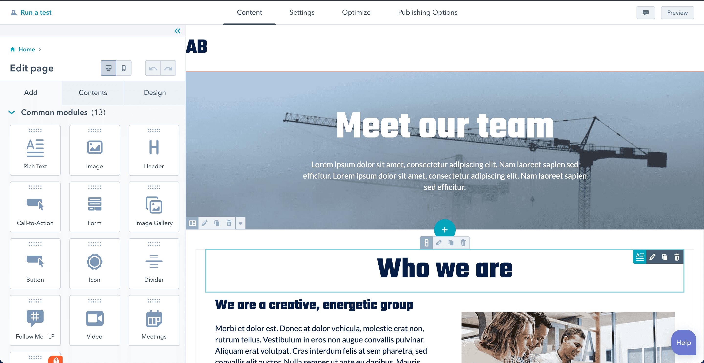 hubspot cms drag and drop