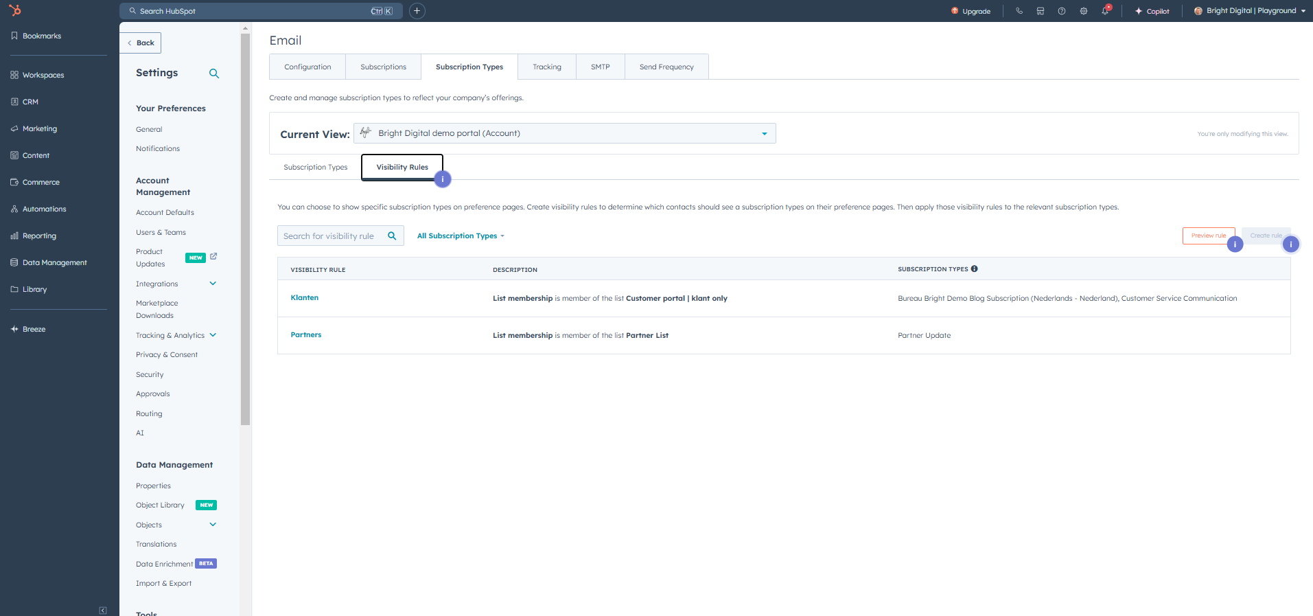 Stel in wat jouw contacten zien op de voorkeurenpagina