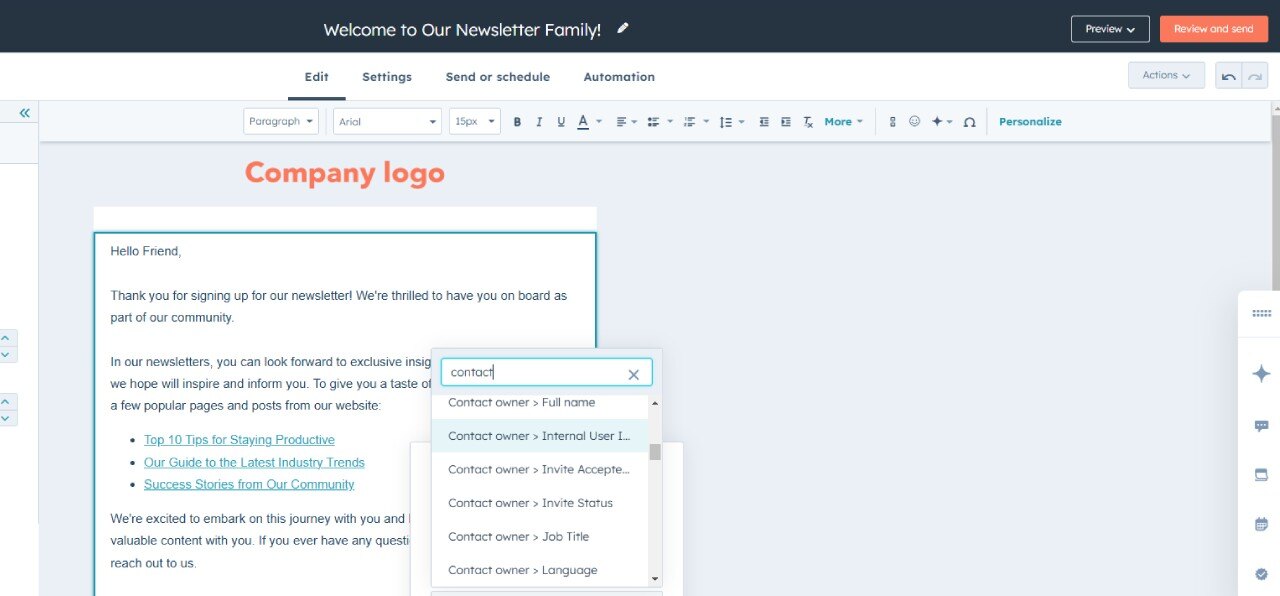 Personalisatie met gebruikersvelden in marketingmails